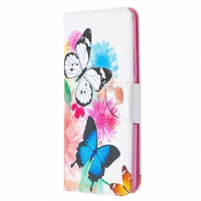 Flip Cover Samsung Galaxy A42 5G Malede Sommerfugle Og Blomster