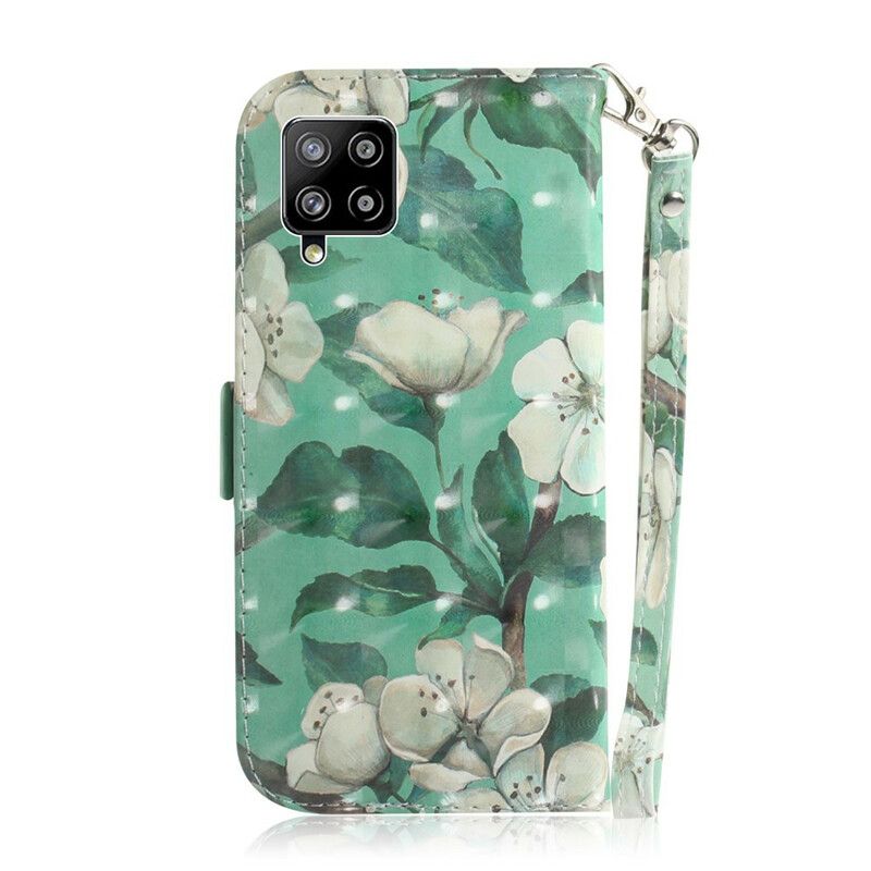 Flip Cover Samsung Galaxy A42 5G Med Snor Thong Blomstergren