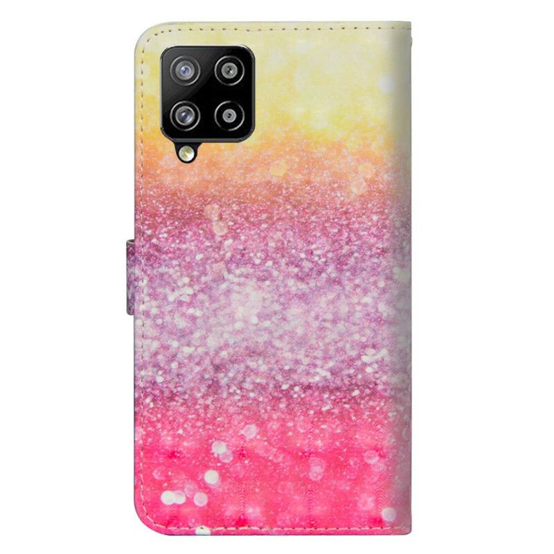 Læder Cover Samsung Galaxy A42 5G Magenta Glitter Gradient