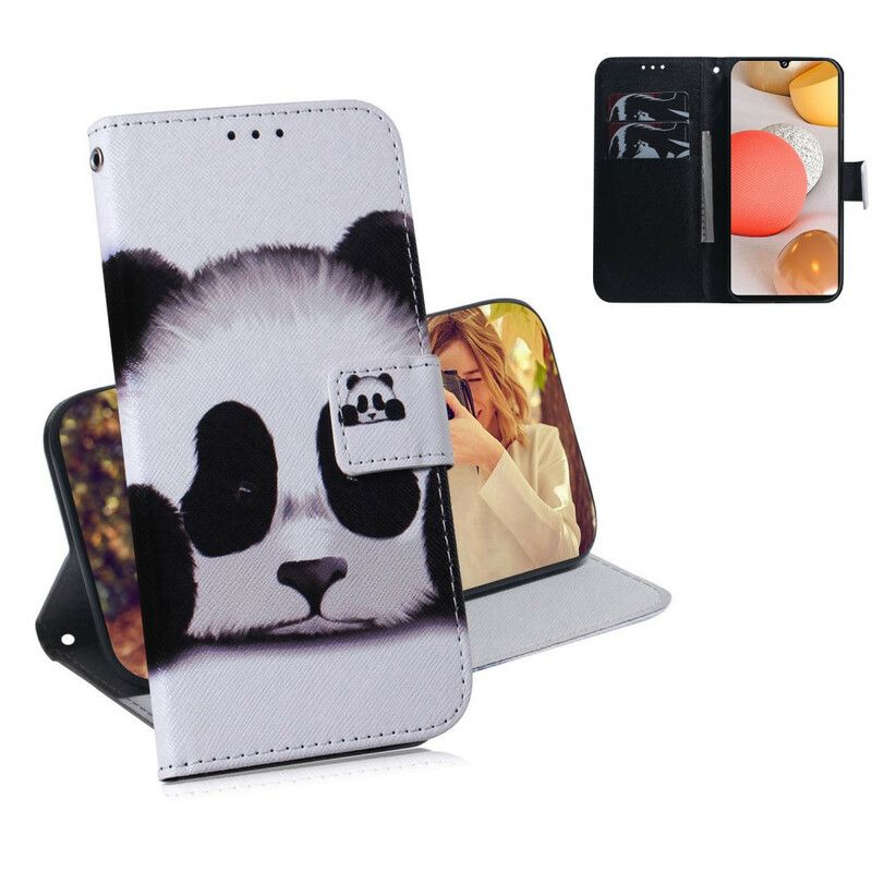 Læder Cover Samsung Galaxy A42 5G Panda Ansigt