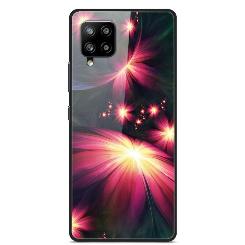 Mobilcover Samsung Galaxy A42 5G Fancy Blomster Af Hærdet Glas