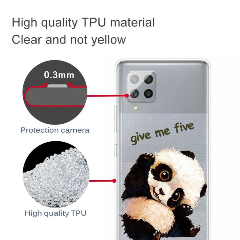 Mobilcover Samsung Galaxy A42 5G Transparent Panda Giv Me Five