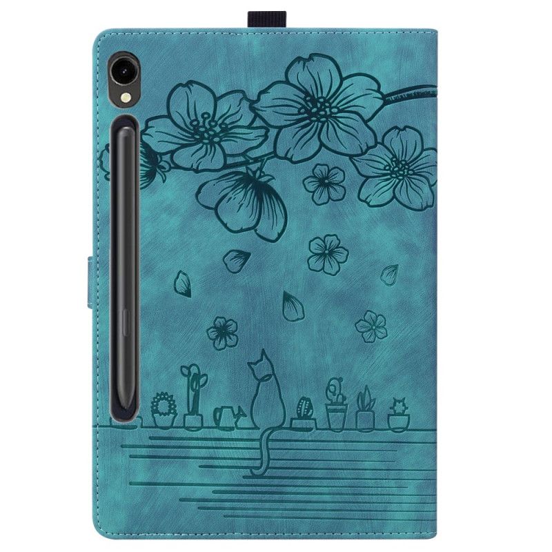 Flip Cover Samsung Galaxy Tab S9 Blomsterkat