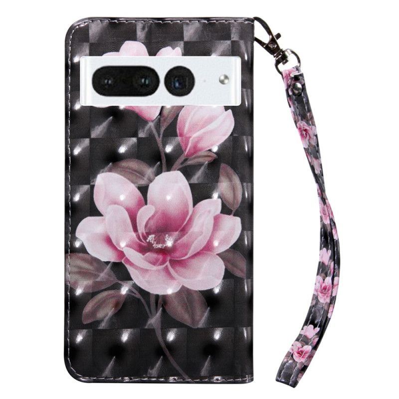 Flip Cover Google Pixel 8 Pro Rosa Blomster Med Rem