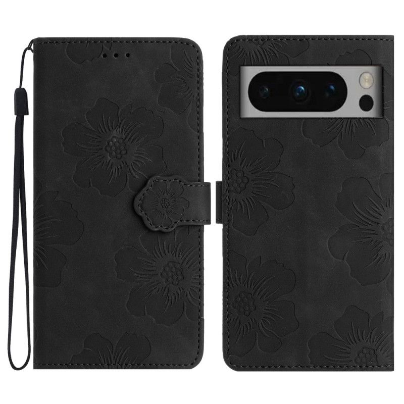 Flip Cover Til Google Pixel 8 Pro Blomster Med Snor