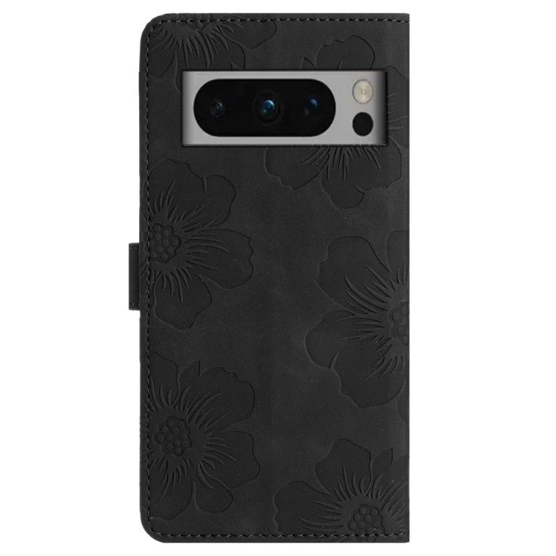 Flip Cover Til Google Pixel 8 Pro Blomster Med Snor