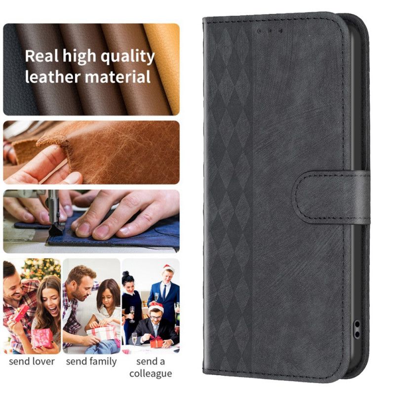 Læder Cover Google Pixel 8 Pro Telefon Etui Geometrisk Frise