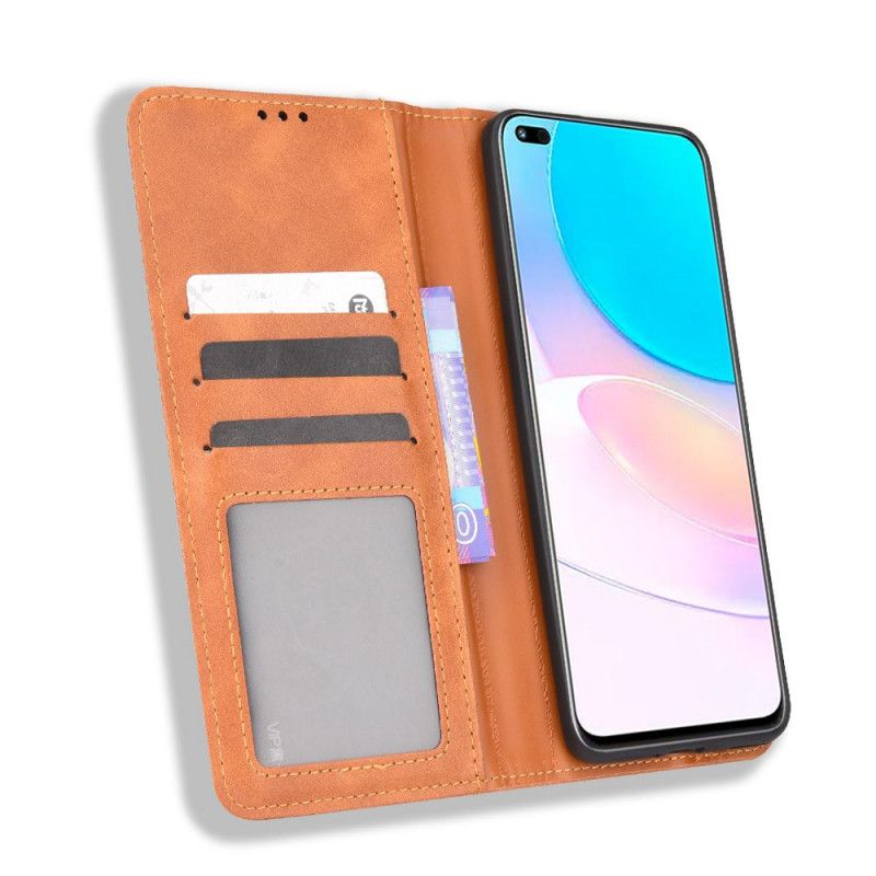 Cover Huawei Nova 8i / Honor 50 Lite Flip Cover Stiliseret Vintage Lædereffekt