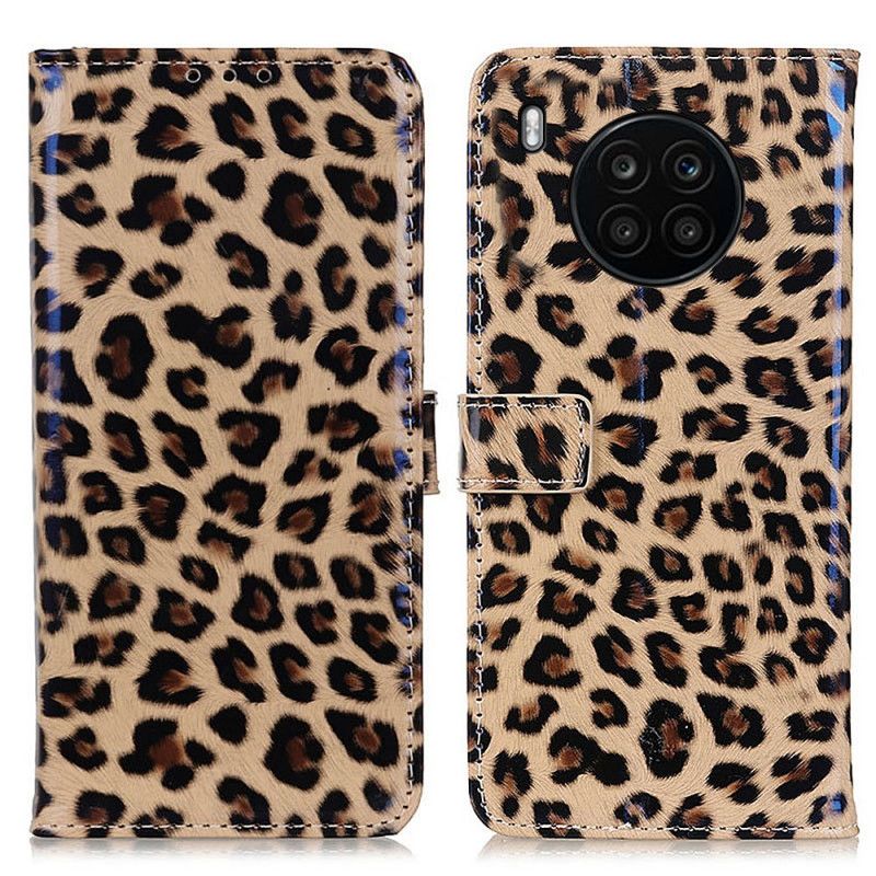 Flip Cover Huawei Nova 8i / Honor 50 Lite Enkelt Leopard