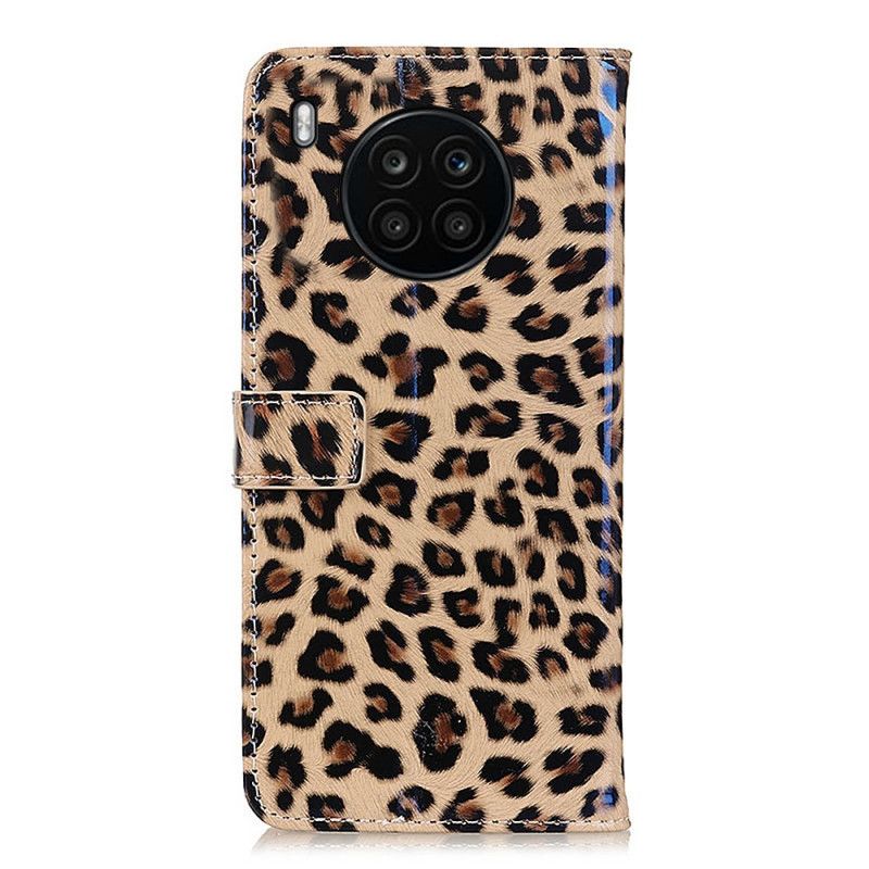 Flip Cover Huawei Nova 8i / Honor 50 Lite Enkelt Leopard