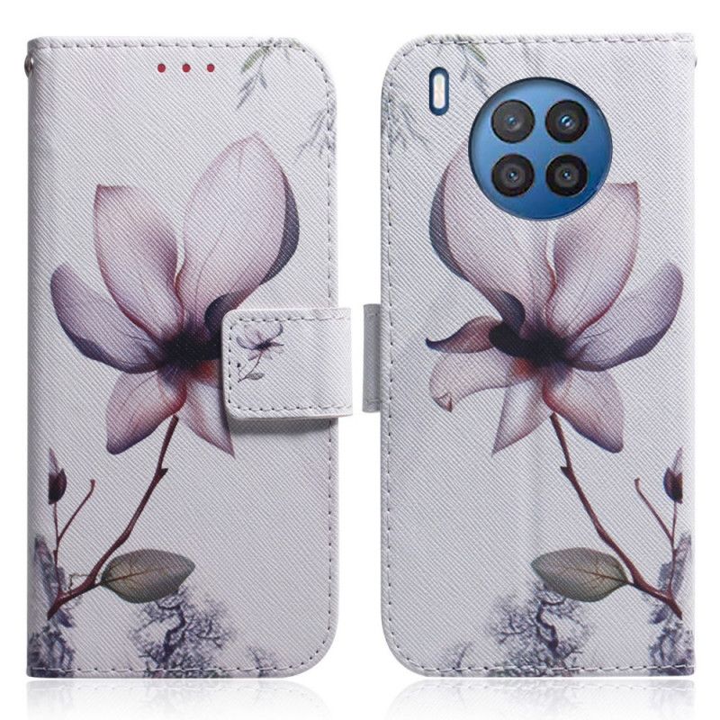 Flip Cover Huawei Nova 8i / Honor 50 Lite Gammel Rosenblomst