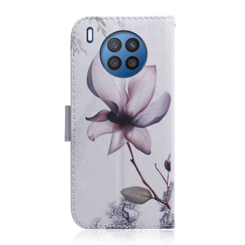 Flip Cover Huawei Nova 8i / Honor 50 Lite Gammel Rosenblomst