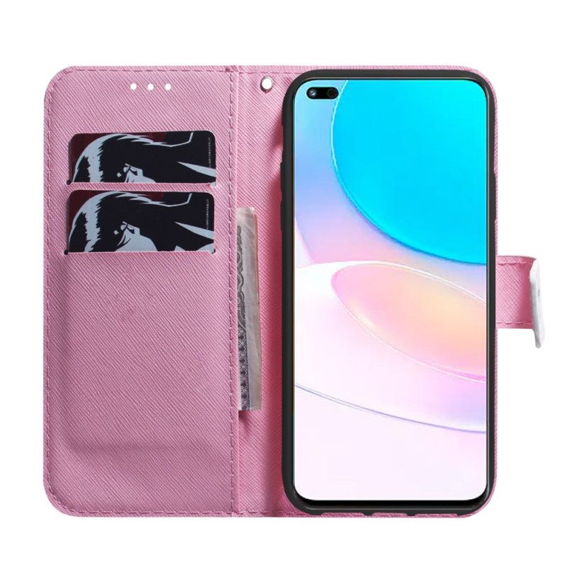 Flip Cover Huawei Nova 8i / Honor 50 Lite Gammel Rosenblomst