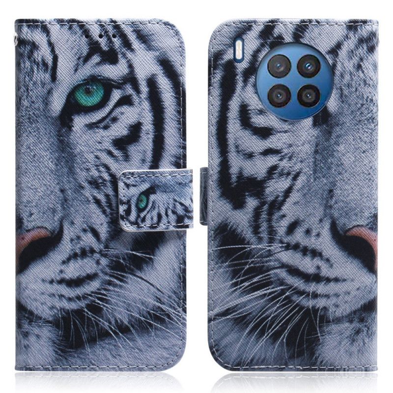 Flip Cover Huawei Nova 8i / Honor 50 Lite Hvid Tiger