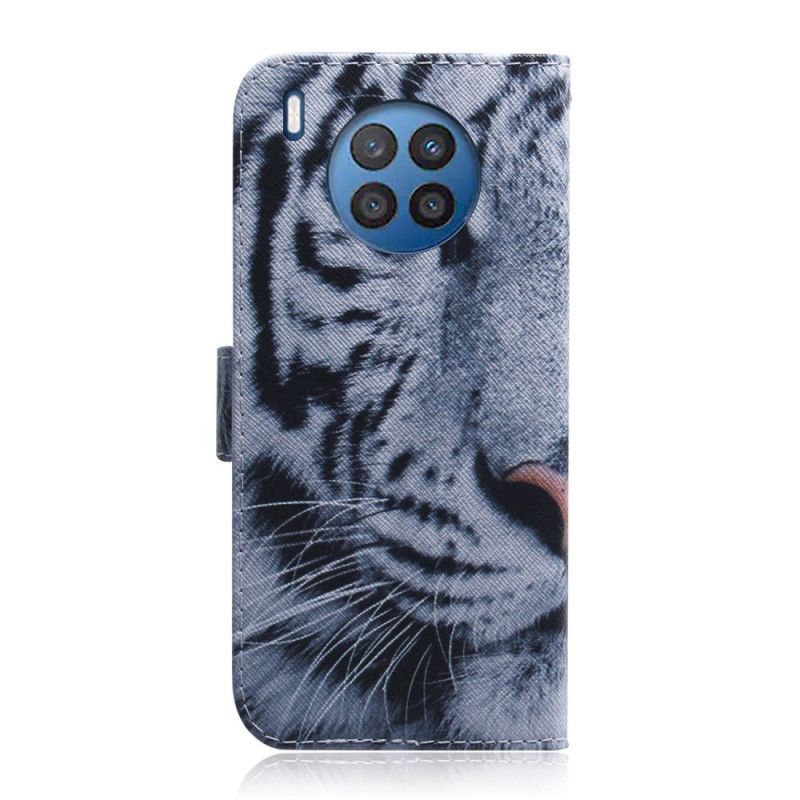 Flip Cover Huawei Nova 8i / Honor 50 Lite Hvid Tiger