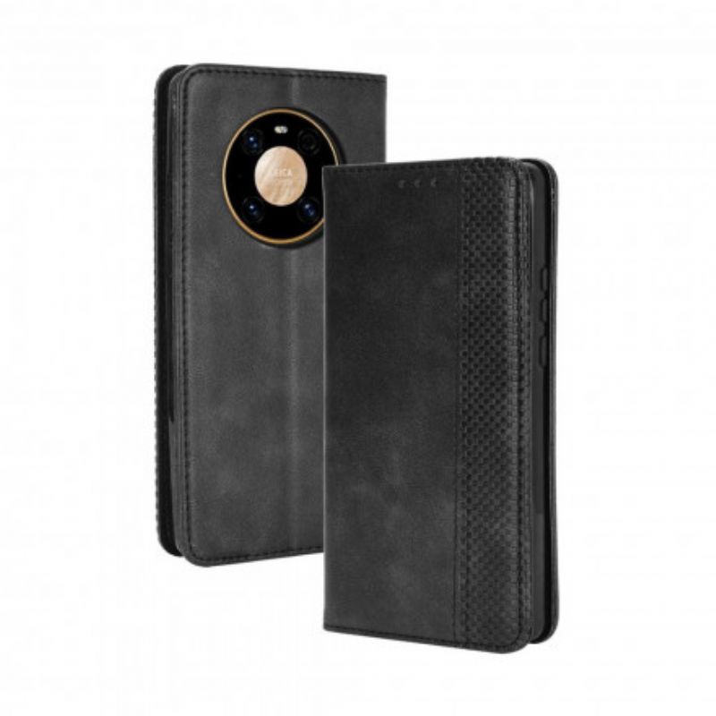 Cover Huawei Mate 40 Pro Flip Cover Vintage Stiliseret Lædereffekt