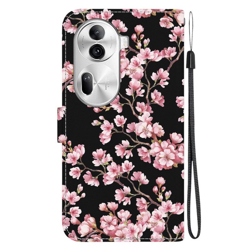 Læder Cover Oppo Reno 11 Pro 5g Telefon Etui Blommeblomster Med Rem