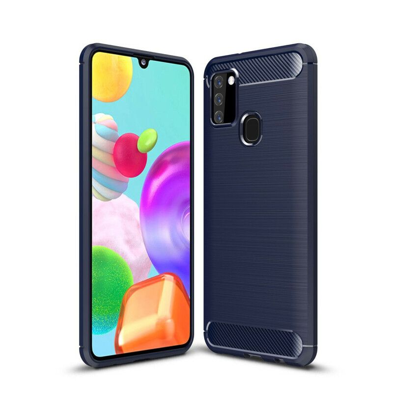 Cover Samsung Galaxy A21s Børstet Kulfiber