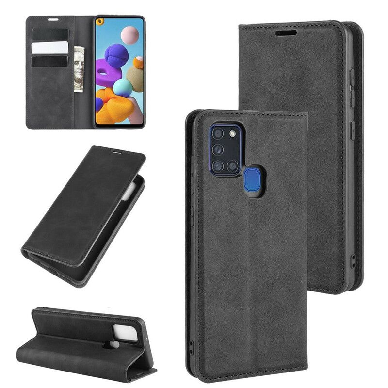 Cover Samsung Galaxy A21s Flip Cover Blødt Lædereffekt