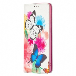 Cover Samsung Galaxy A21s Flip Cover Farverige Sommerfugle