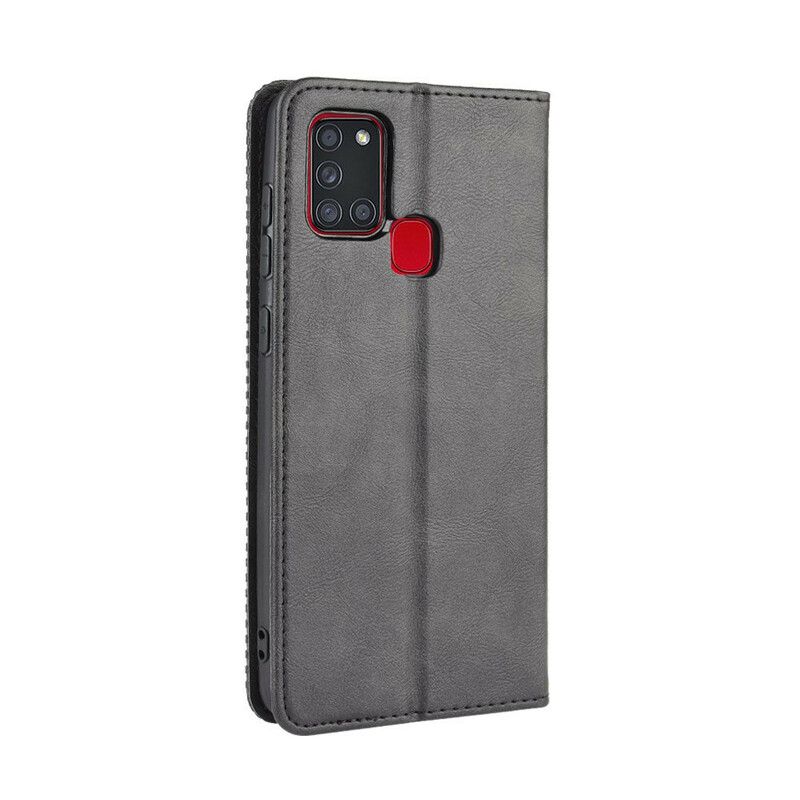 Cover Samsung Galaxy A21s Flip Cover Vintage Stiliseret Lædereffekt