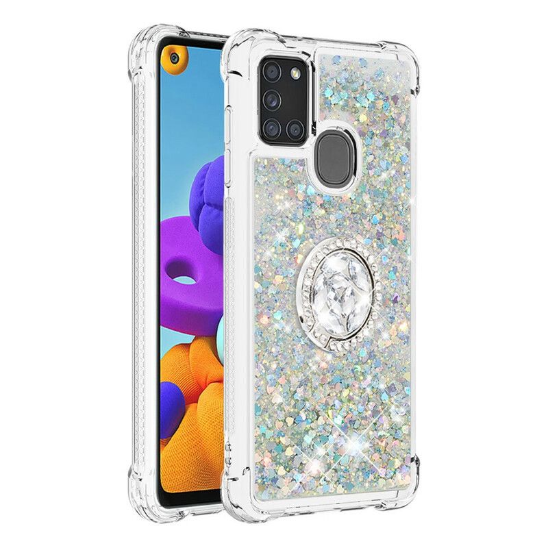 Cover Samsung Galaxy A21s Pailletter Med Ringstøtte