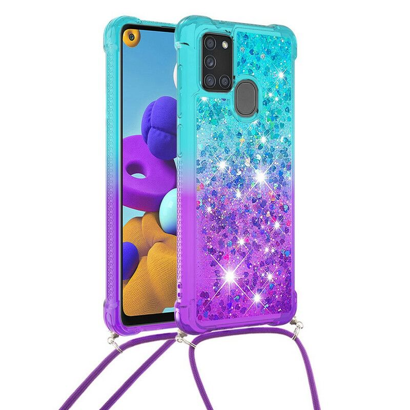 Cover Samsung Galaxy A21s Silicone Glitter Og Ledning