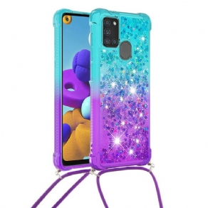 Cover Samsung Galaxy A21s Silicone Glitter Og Ledning