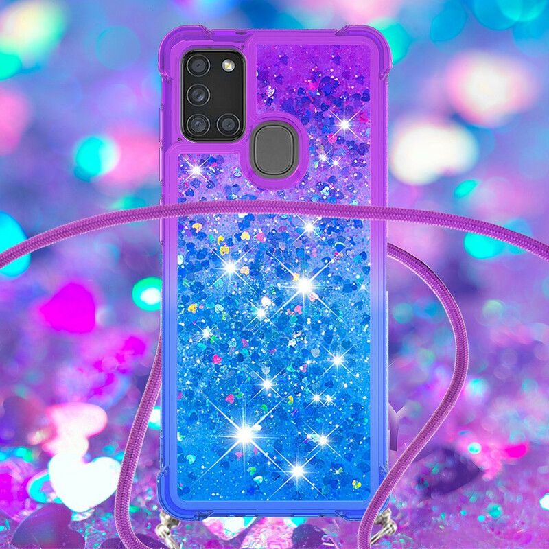 Cover Samsung Galaxy A21s Silicone Glitter Og Ledning