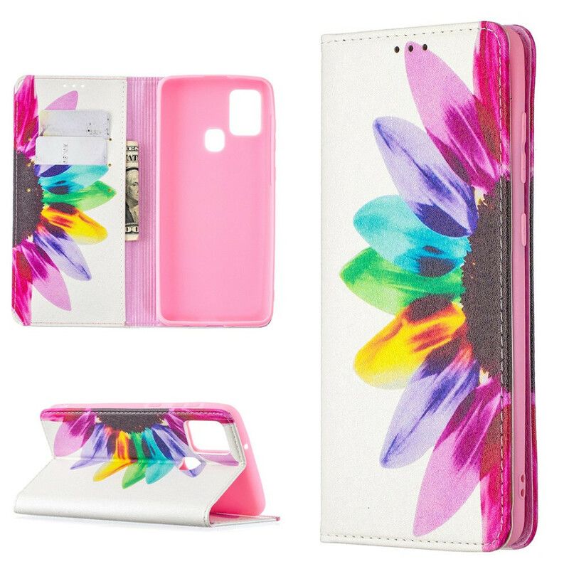 Flip Cover Samsung Galaxy A21s Akvarelblomst