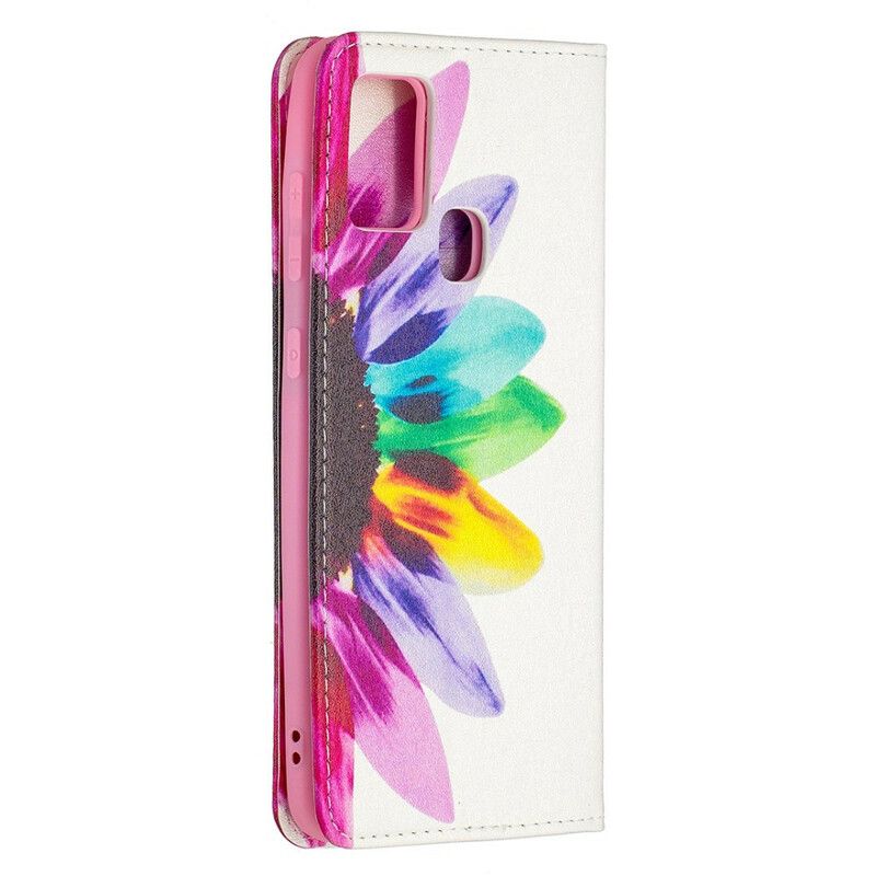 Flip Cover Samsung Galaxy A21s Akvarelblomst