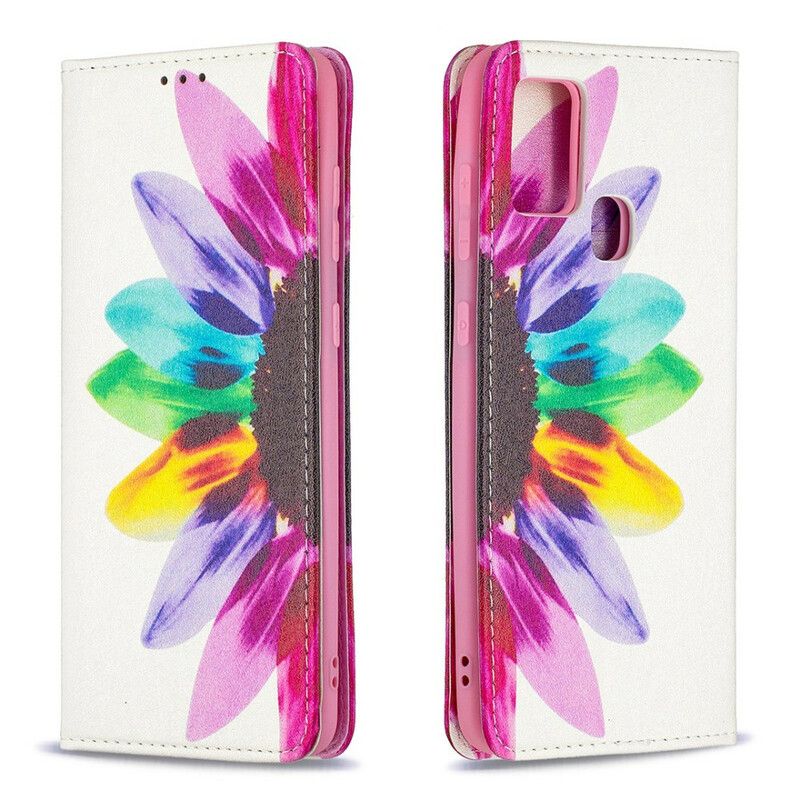 Flip Cover Samsung Galaxy A21s Akvarelblomst