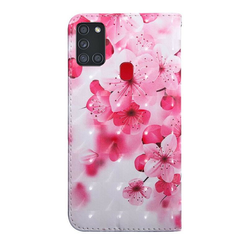 Flip Cover Samsung Galaxy A21s Pink Blomster