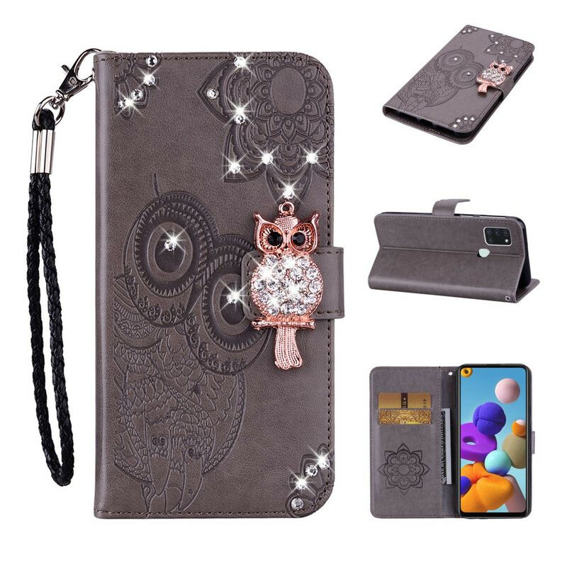 Flip Cover Samsung Galaxy A21s Ugle Mandala Og Charm