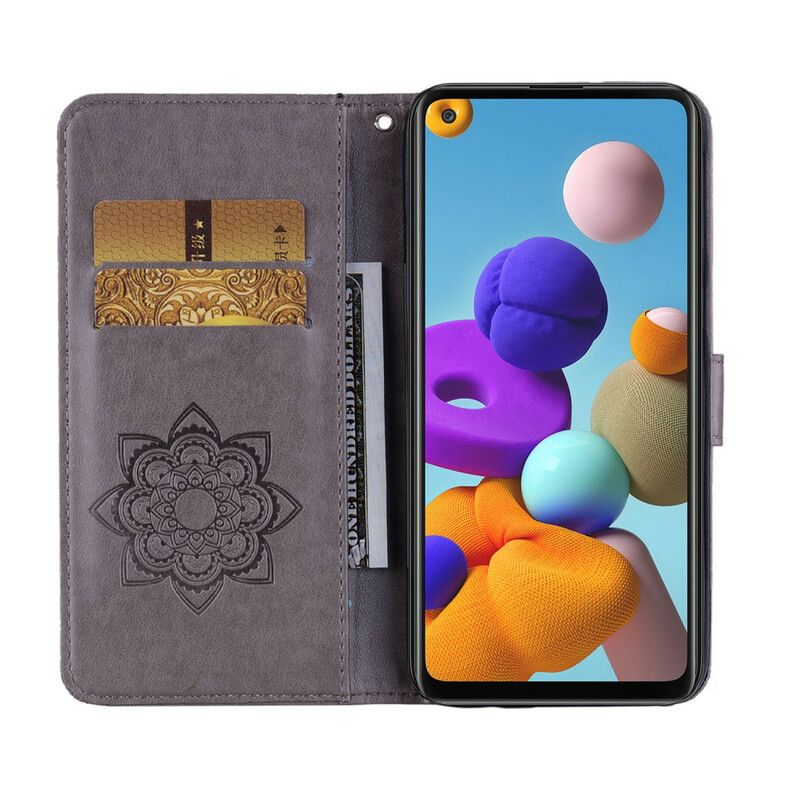 Flip Cover Samsung Galaxy A21s Ugle Mandala Og Charm