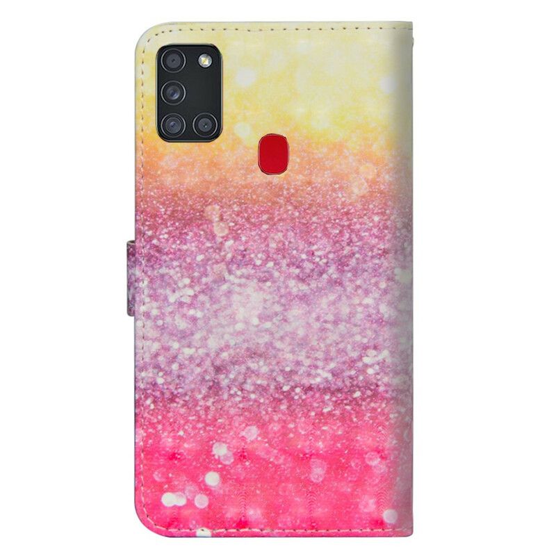 Læder Cover Samsung Galaxy A21s Magenta Glitter Gradient