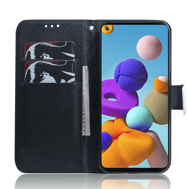 Læder Cover Samsung Galaxy A21s Panda Ansigt