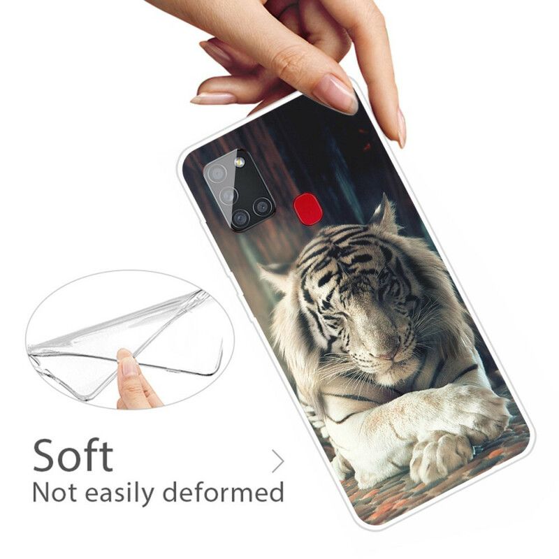 Mobilcover Samsung Galaxy A21s Fleksibel Tiger