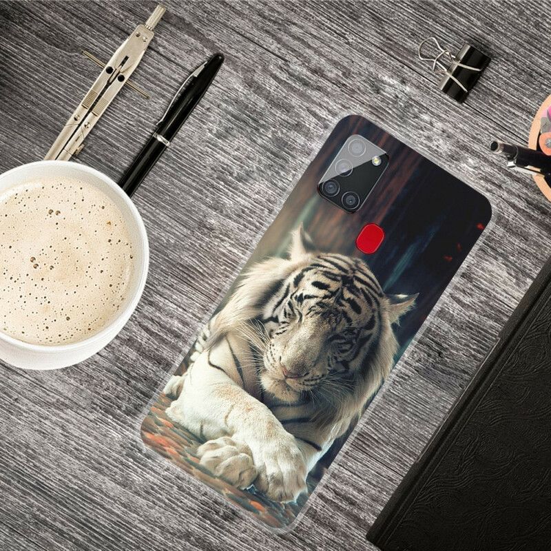 Mobilcover Samsung Galaxy A21s Fleksibel Tiger