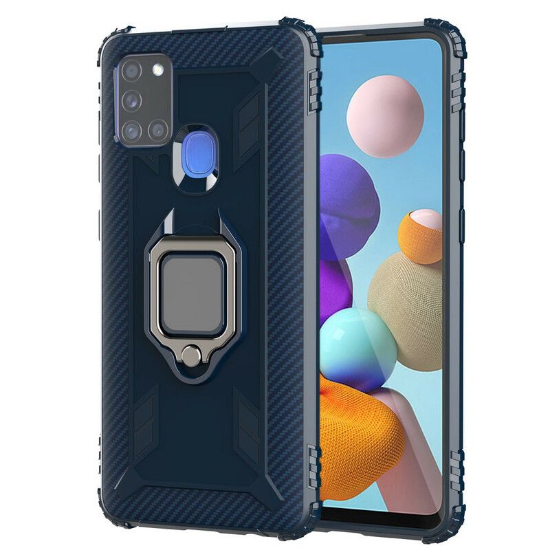 Mobilcover Samsung Galaxy A21s Ring Og Kulfiber