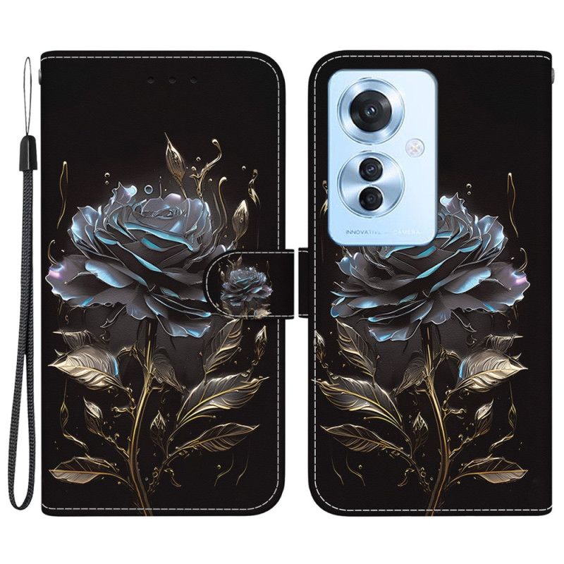 Flip Cover Oppo Reno 11f 5g Sort Rose Med Rem