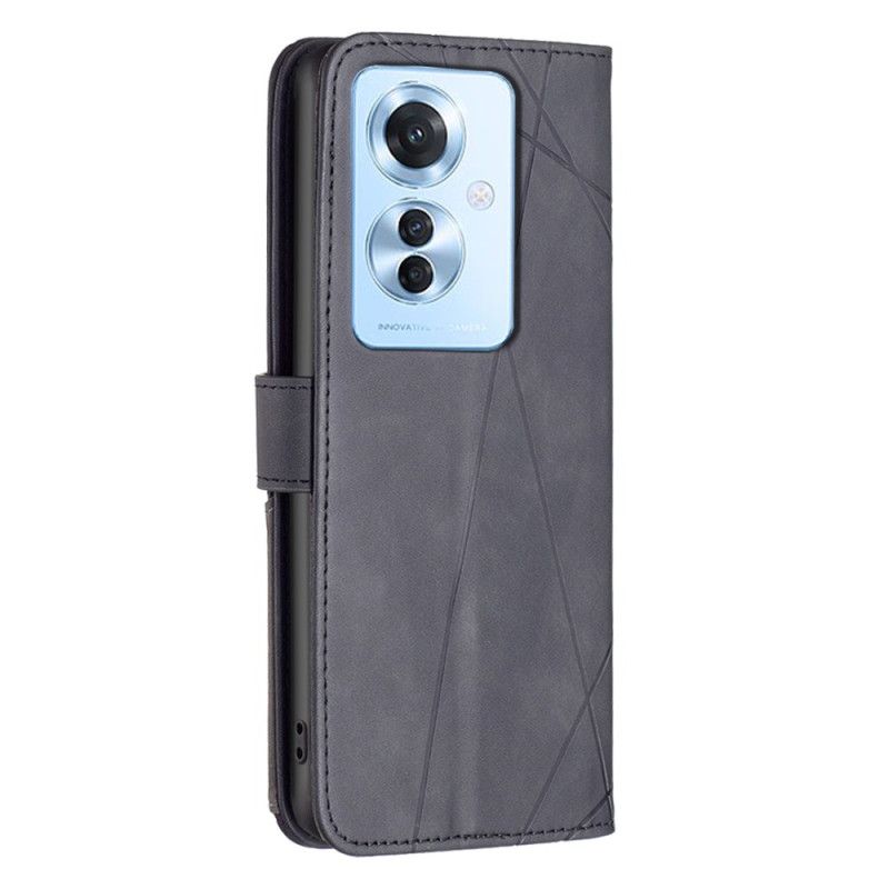 Flip Cover Til Oppo Reno 11f 5g Binfen Farve Geometrisk Aftryk