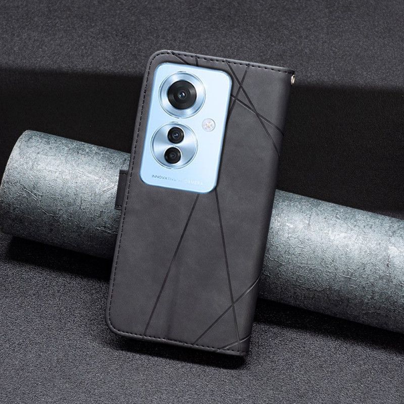 Flip Cover Til Oppo Reno 11f 5g Binfen Farve Geometrisk Aftryk