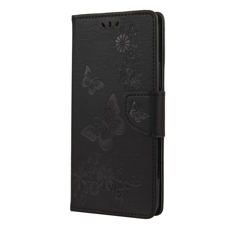 Flip Cover Xiaomi Mi 10 Lite Kun Sommerfugle Med Snor