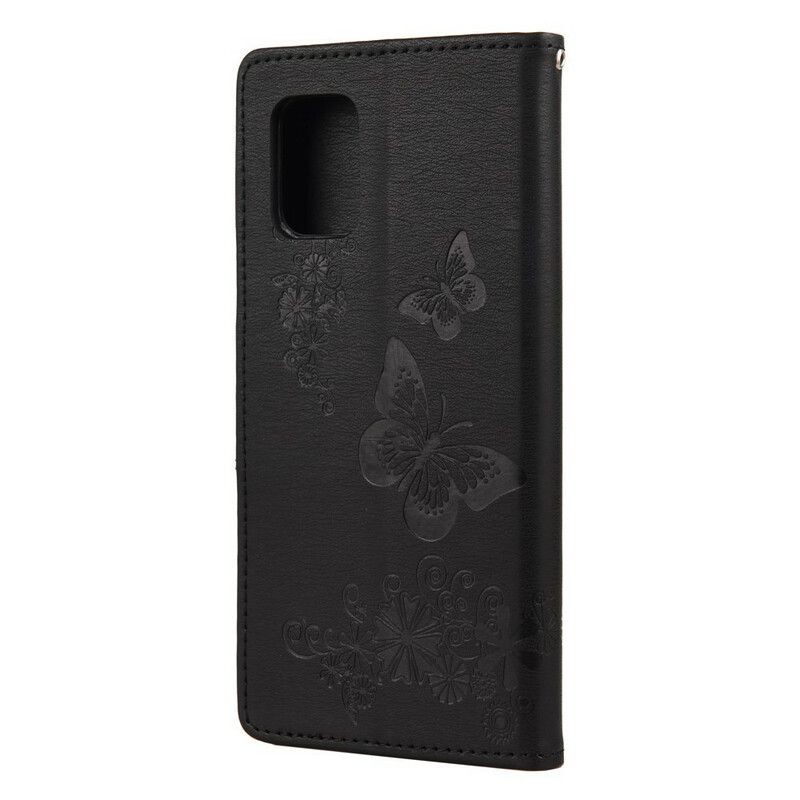 Flip Cover Xiaomi Mi 10 Lite Kun Sommerfugle Med Snor