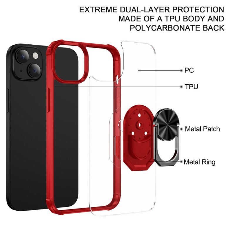 Cover iPhone 14 Plus Transparent Med Ring-support