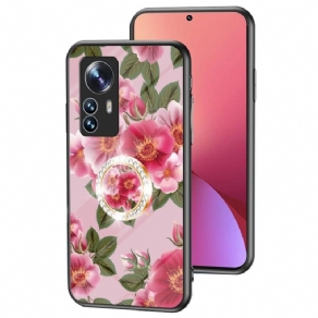 Cover Xiaomi 12 / 12X Hærdet Glas Med Blomsterring