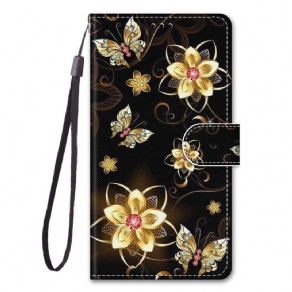 Flip Cover Xiaomi 12 / 12X Med Snor Strappy Floral