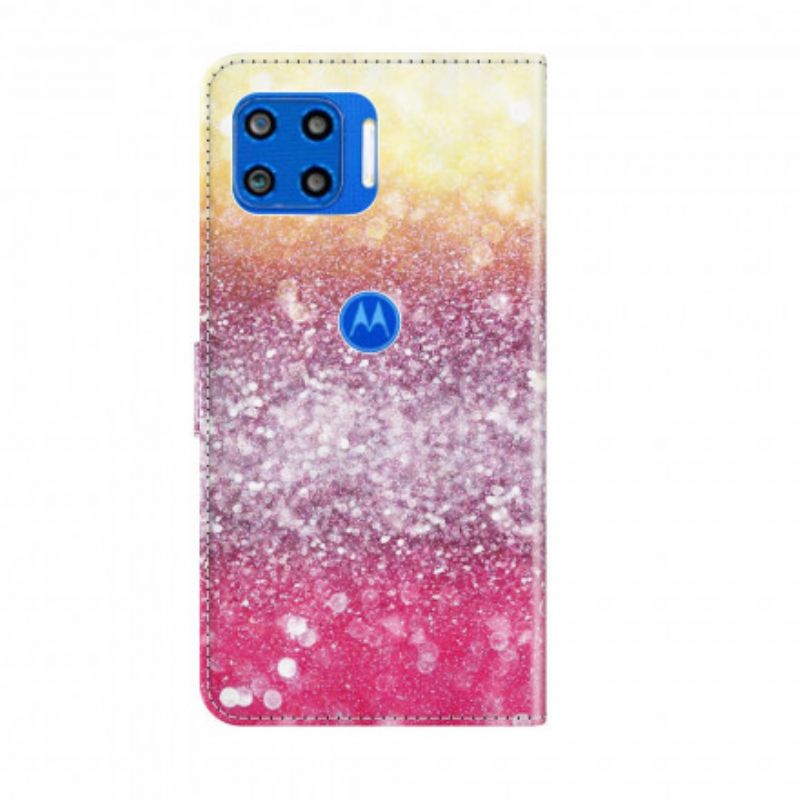 Flip Cover Moto G 5G Plus Magenta Glitter Gradient