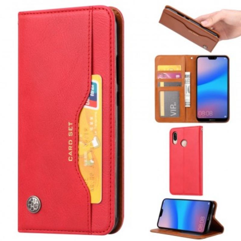 Cover Huawei Y7 2019 Flip Cover Faux Læder Kortholder